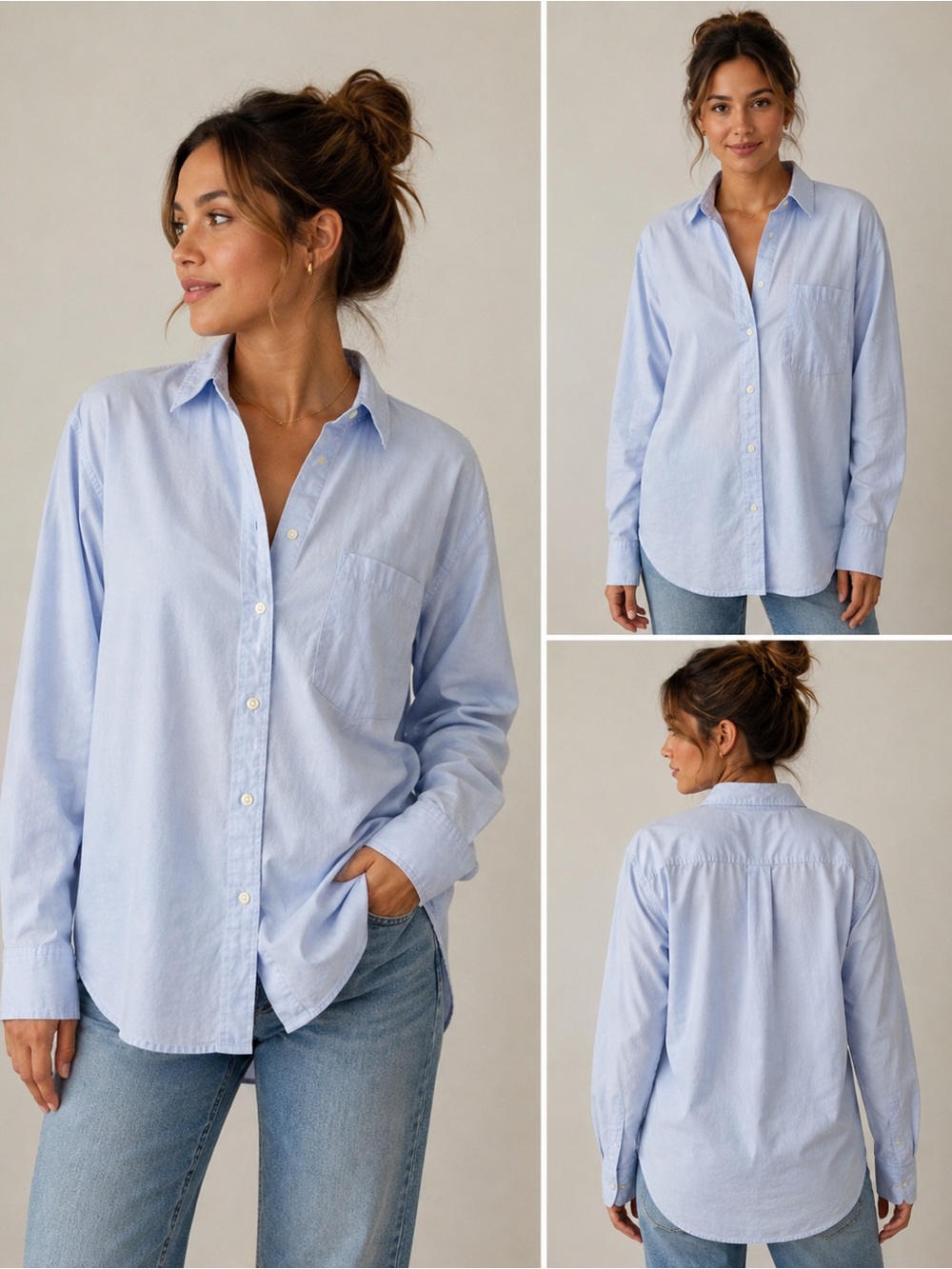 GAP Women's Light Blue Oversized Button-Down Shirt